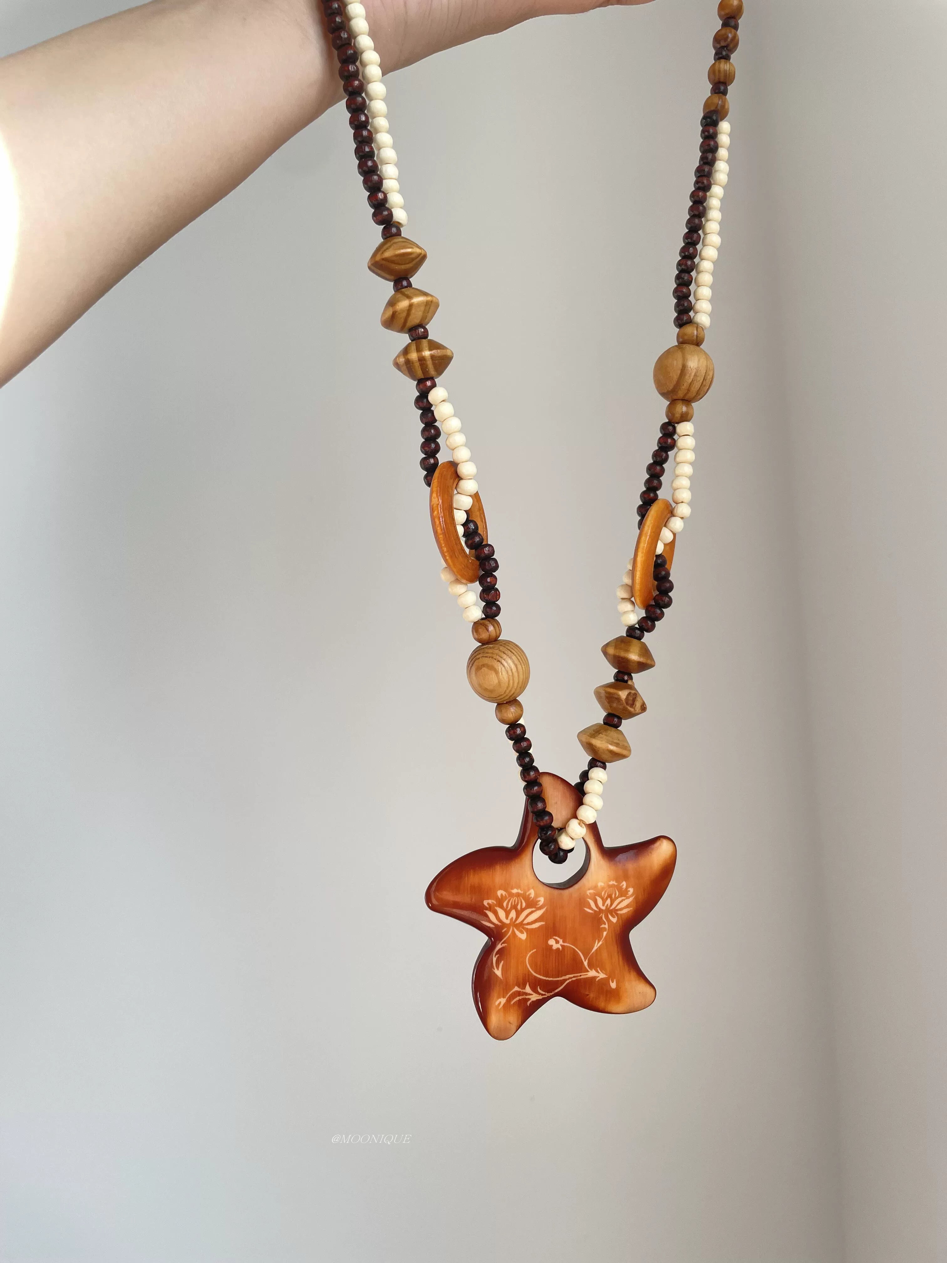 BOHEMIAN WOODEN STAR NECKLACE