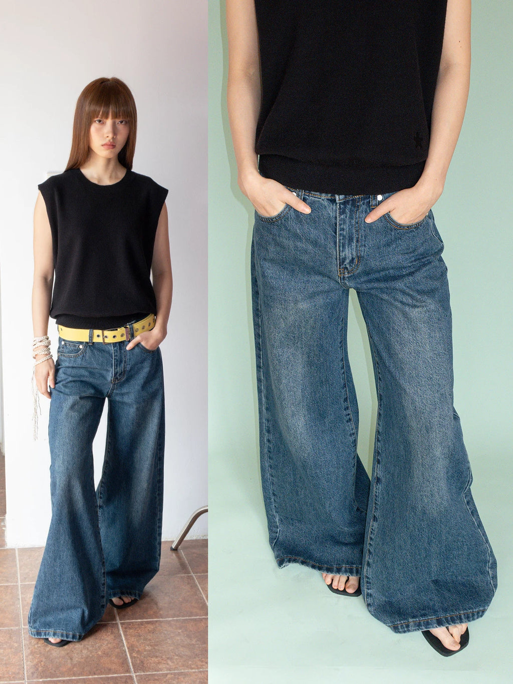 FUNKYFUN | FUNKY HIGH-WAIST WIDE-LEG JEANS【ID:TN00199】