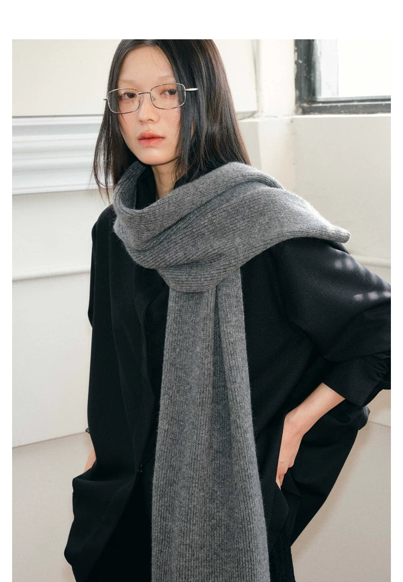 TRIA SELECT | CLASSIC KNITTED WOOL SCARF【ID:TN00129】