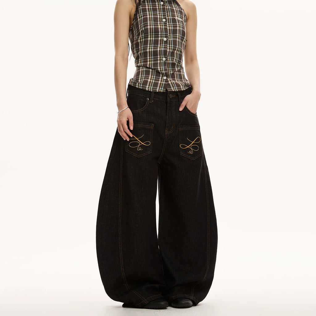VINTAGE EMBROIDERED DENIM PANTS