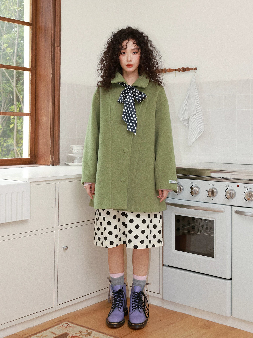 化学少女 | RETRO GREEN TWEED COAT【ID:TN00160】