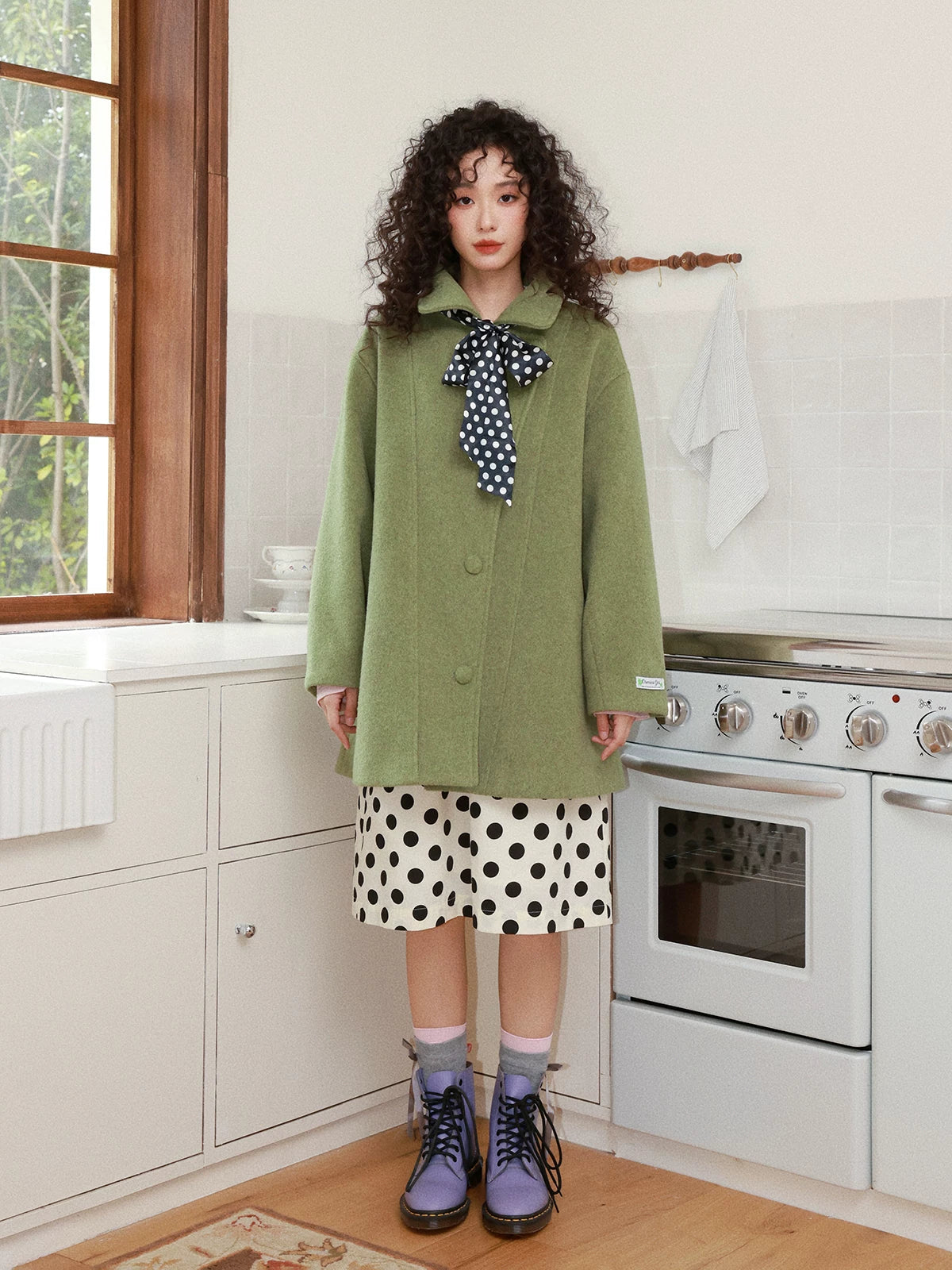 化学少女 | RETRO GREEN TWEED COAT【ID:TN00160】