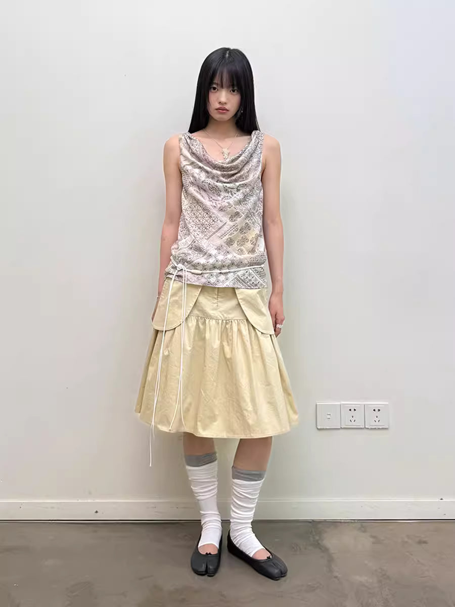 Antwerp Six Vector Foldline Skirt in Champagne Beige or Black Ink