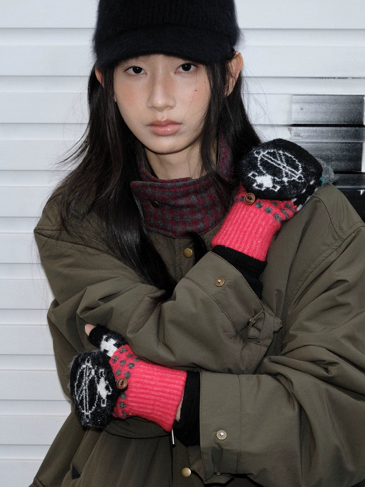 TRIA SELECT | TOUCHSCREEN KNIT FLIP-FLOP GLOVES【ID:TN00140】