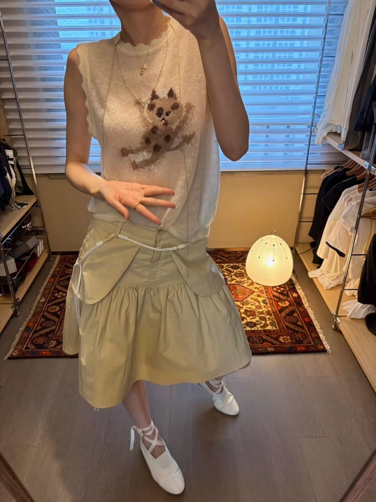 Antwerp Six Vector Foldline Skirt in Champagne Beige or Black Ink