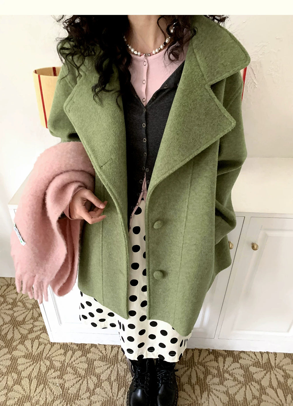 化学少女 | RETRO GREEN TWEED COAT【ID:TN00160】