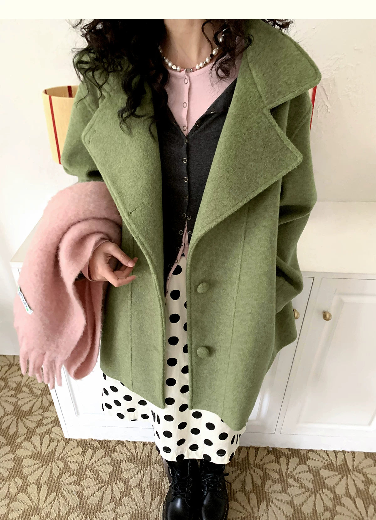 化学少女 | RETRO GREEN TWEED COAT【ID:TN00160】