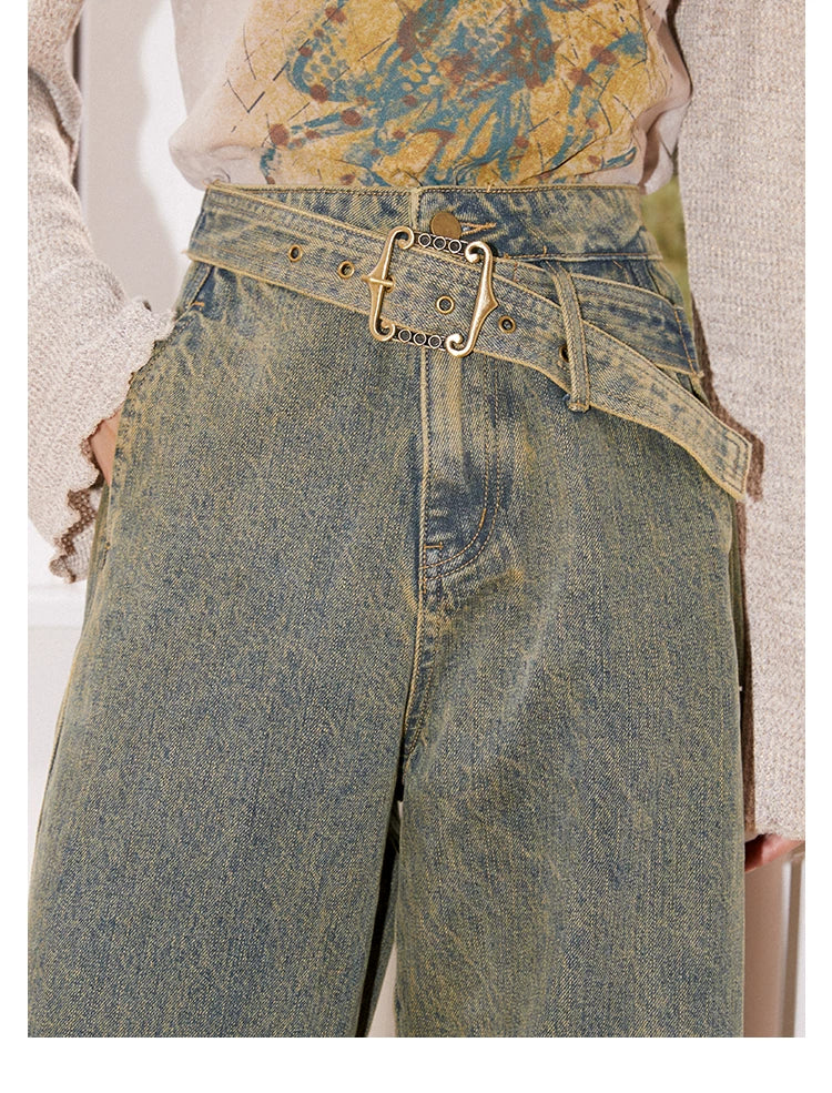 化学少女 | VINTAGE HIGH-WAISTED DRAPE JEANS【ID:TN00165】