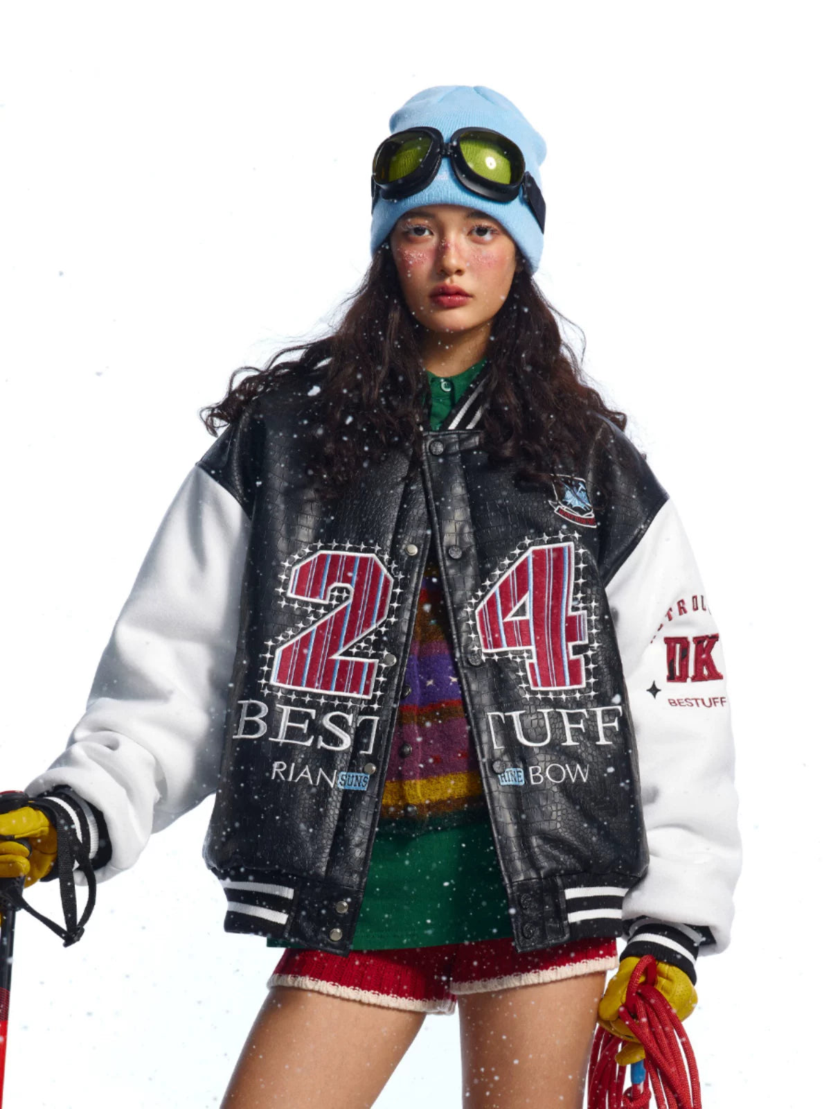 CROCODILE PRINT BASEBALL JACKET