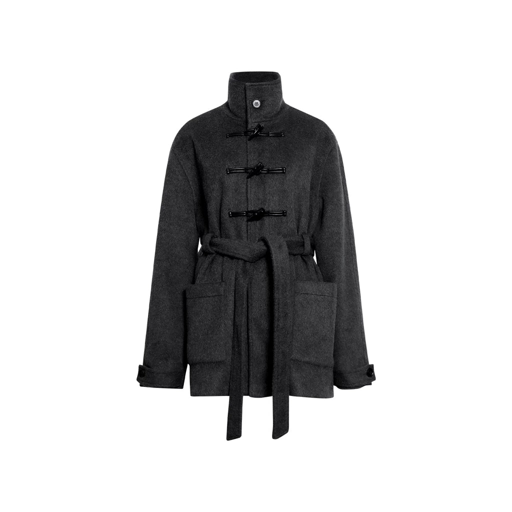 FUNKYFUN | SOLID COWL NECK TWEED COAT【ID:TN00197】