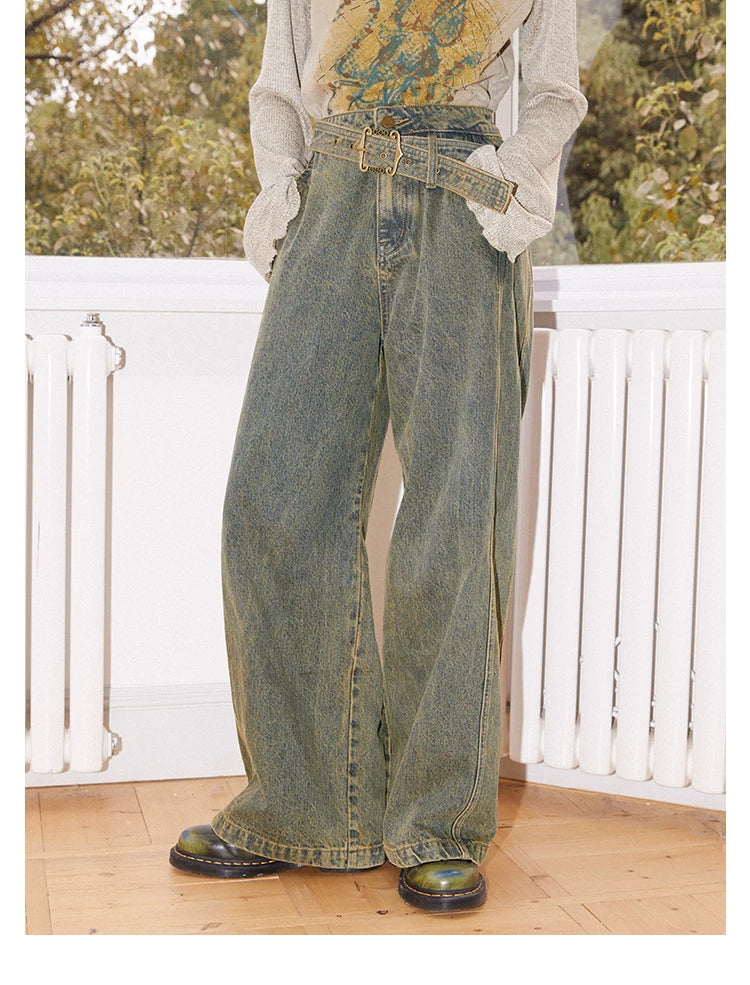 化学少女 | VINTAGE HIGH-WAISTED DRAPE JEANS【ID:TN00165】