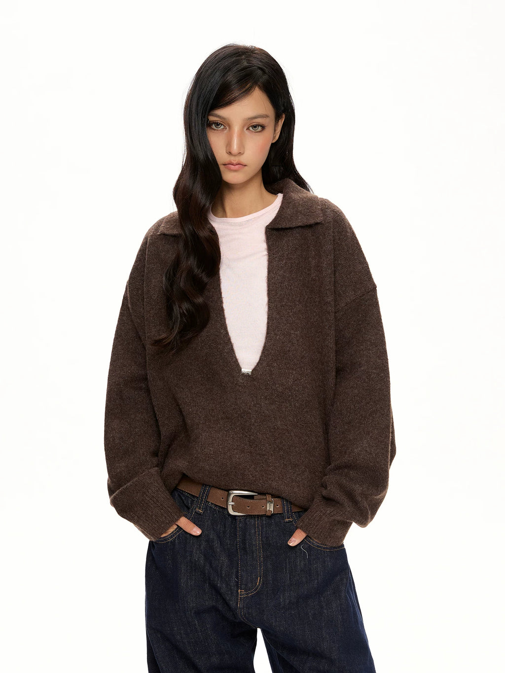 VINTAGE BROWN WOOL BLEND SWEATER
