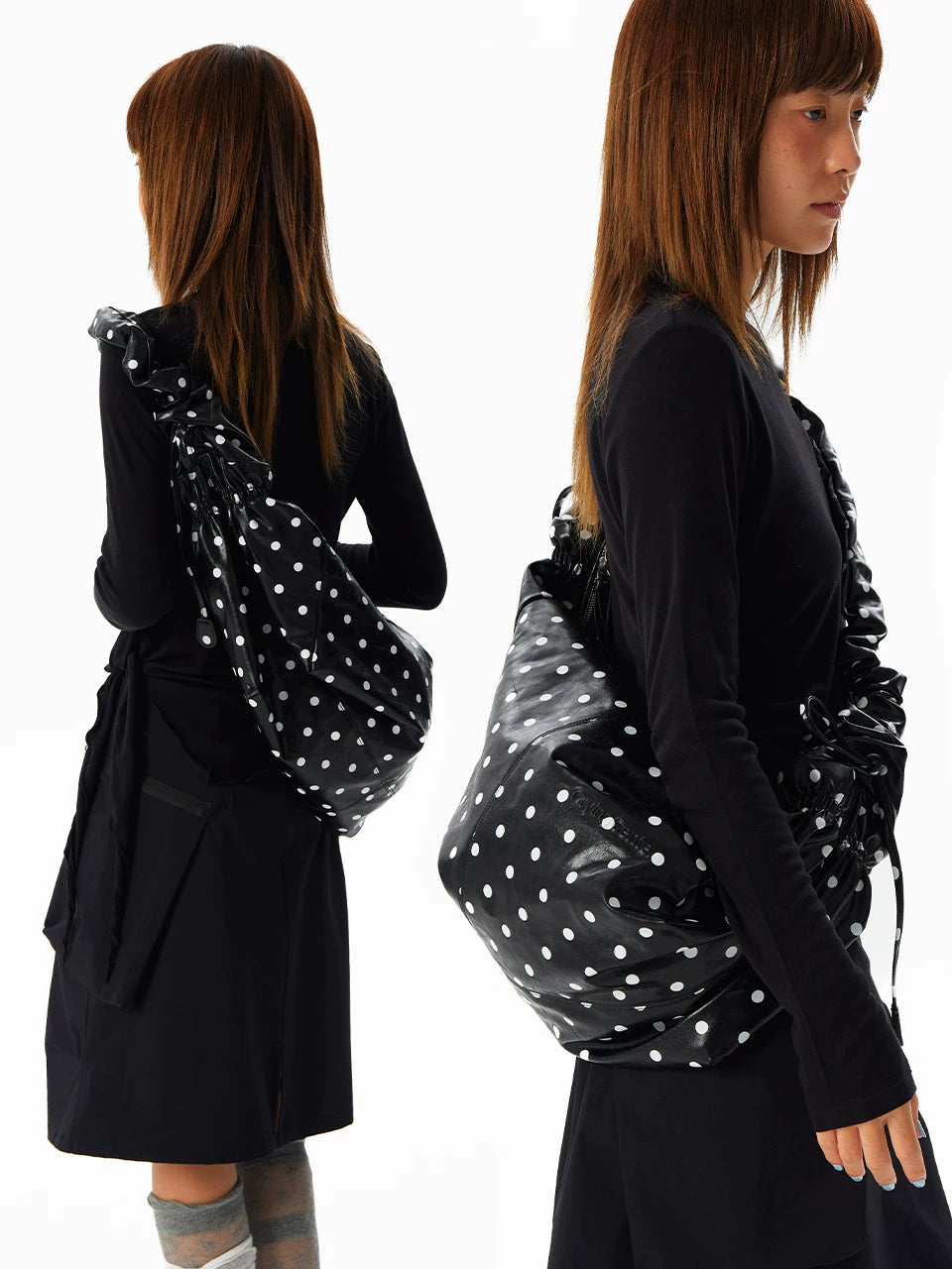TWISTED DRAWSTRING LEATHER BACKPACK