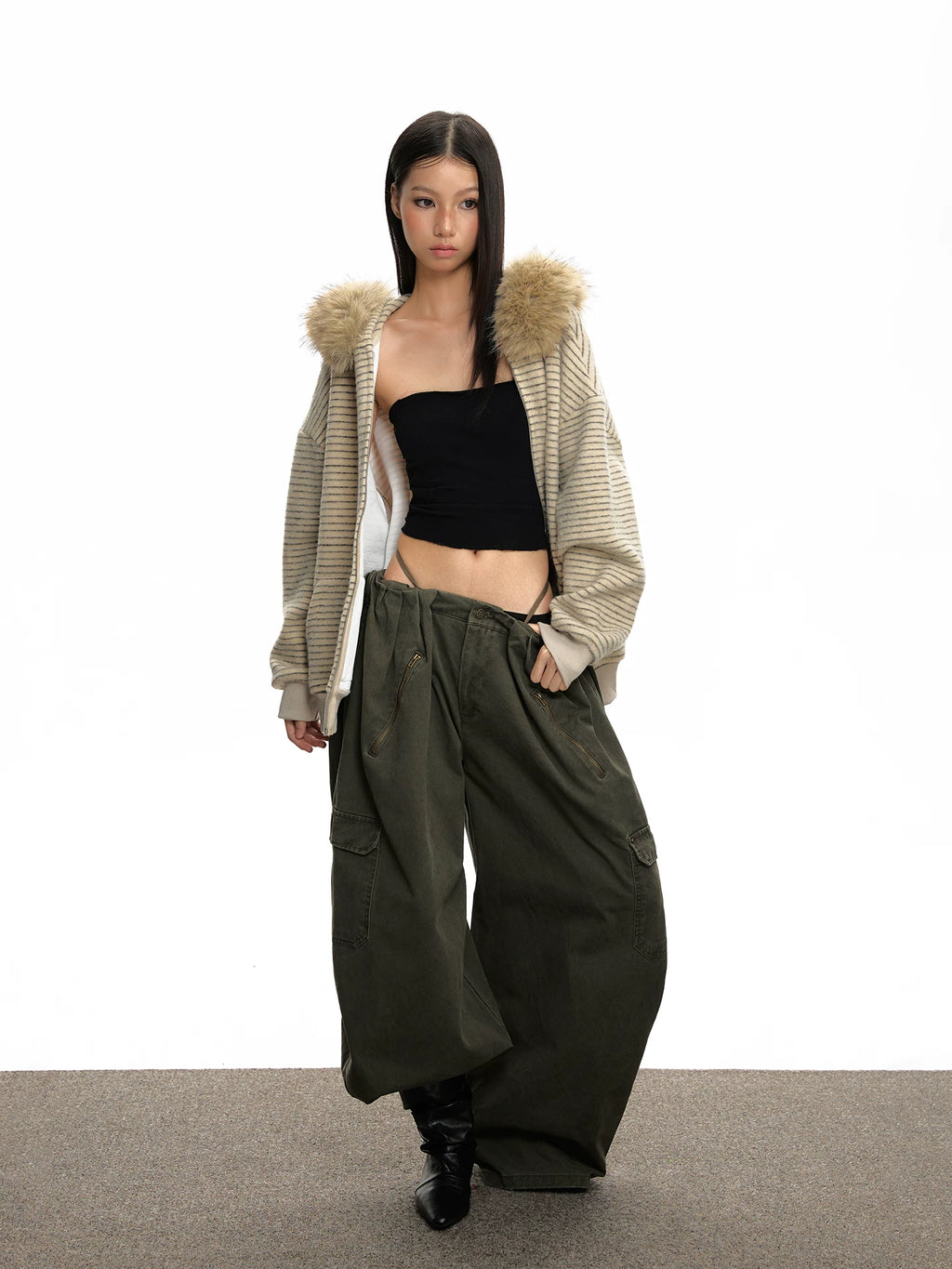 VINTAGE LOW WAIST WIDE LEG PANTS
