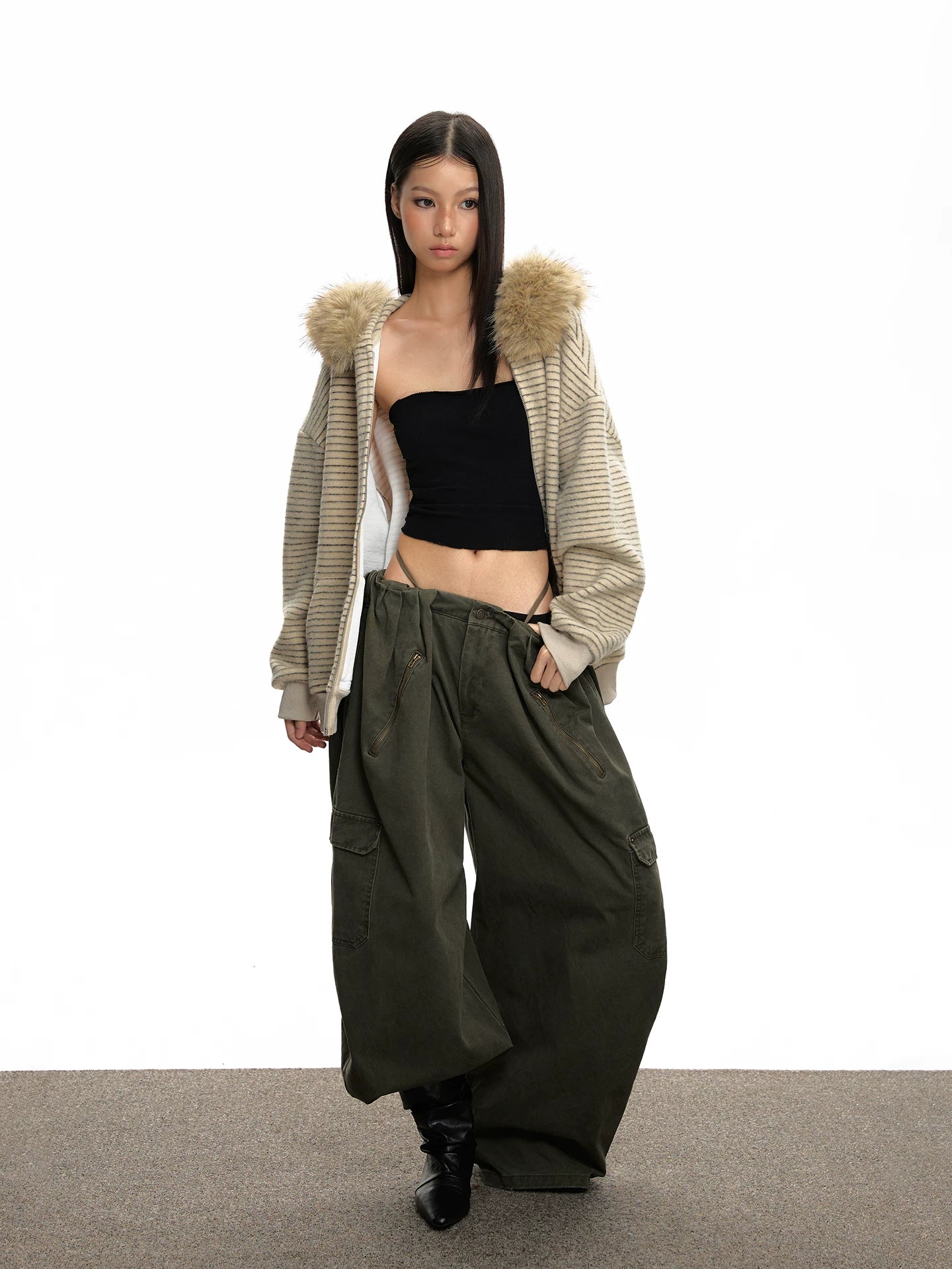 VINTAGE LOW WAIST WIDE LEG PANTS