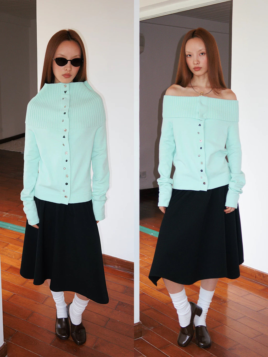 FUNKYFUN | EMBELLISHED TWO-WAY CARDIGAN SWEATER【ID:TN00171】