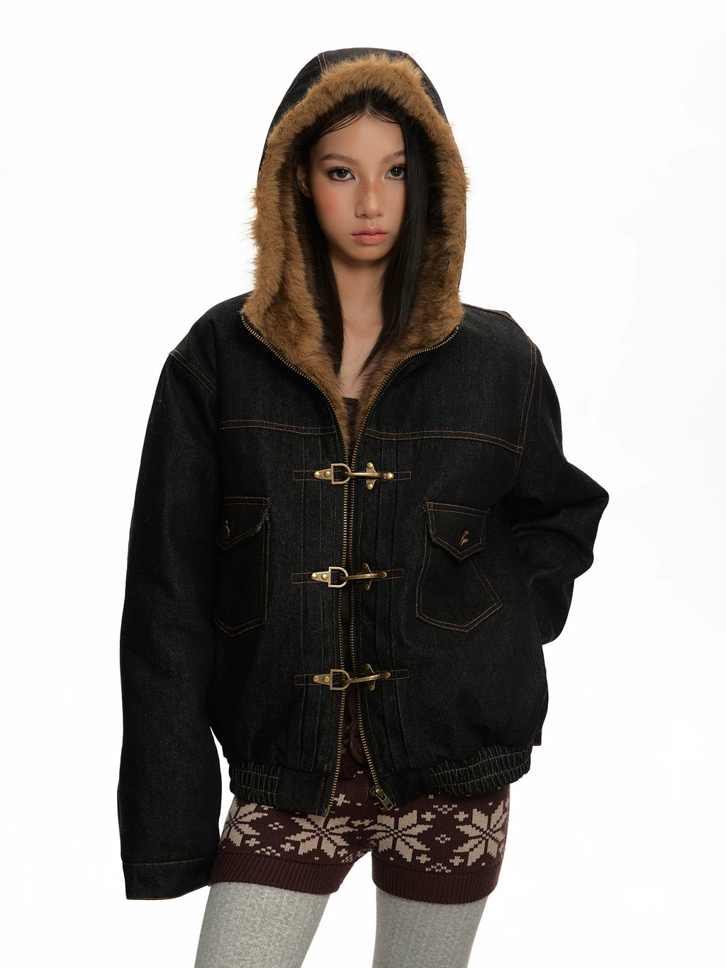 RETRO HOODED DENIM JACKET