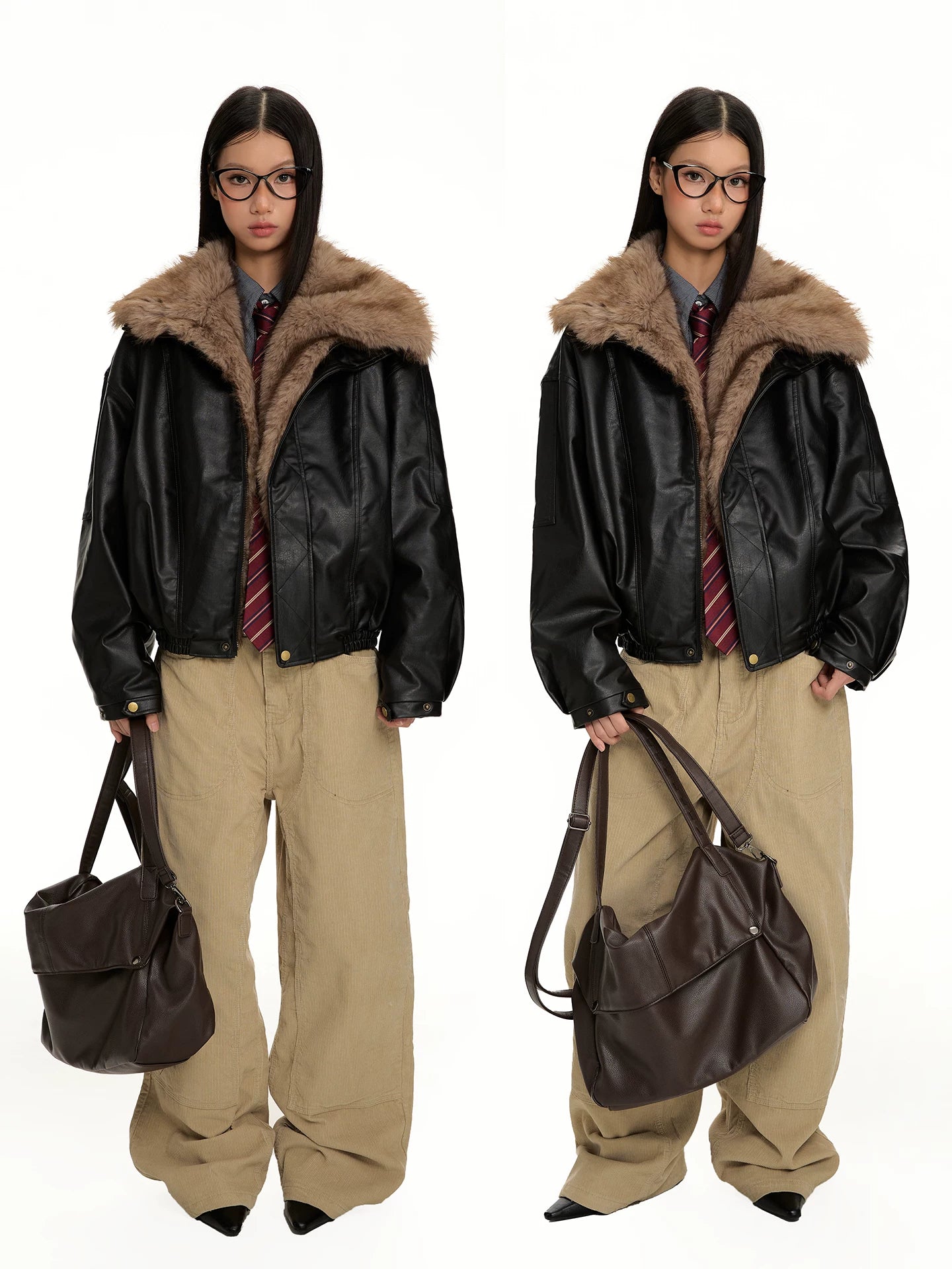 VINTAGE PADDED LAPEL LEATHER JACKET