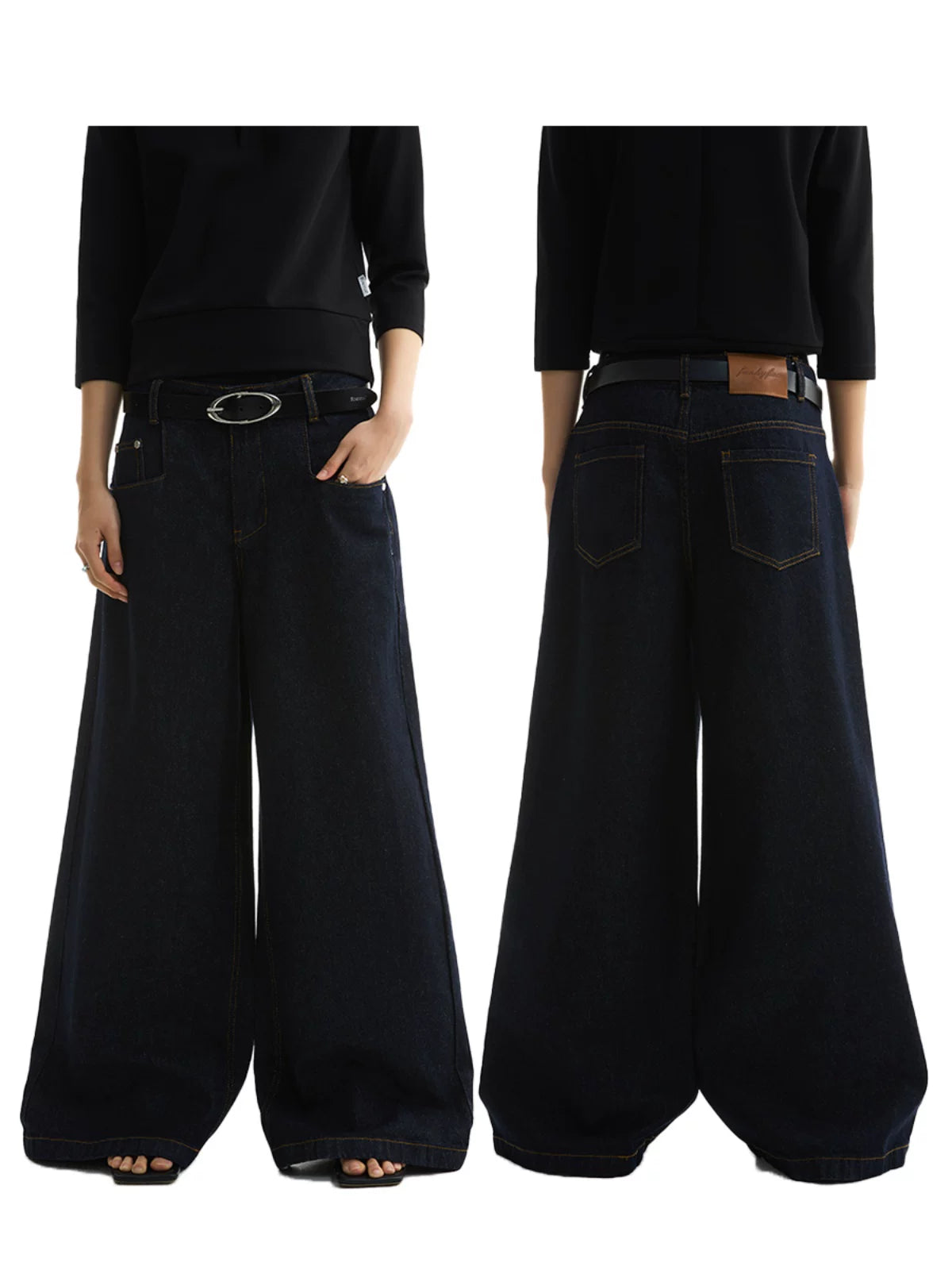 FUNKYFUN | BRIGHT STITCH WIDE LEG JEANS【ID:TN00176】