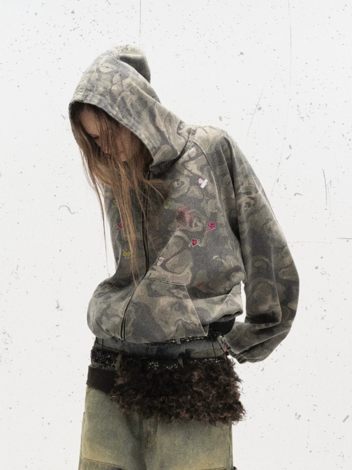 CAMOUFLAGE GRAFFITI HOODED JACKET