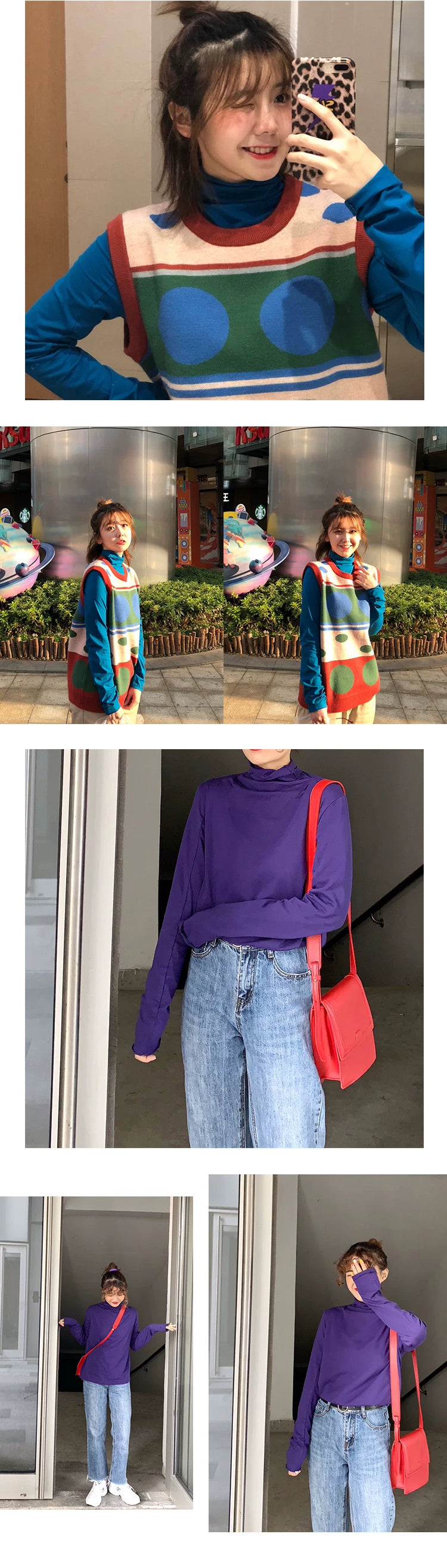 化学少女 | COLOR BOMB KNIT LONG SLEEVE TOP【ID:TN00145】