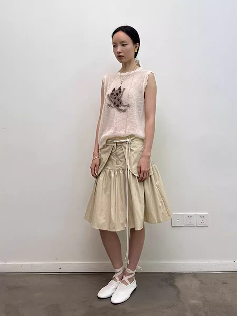 Antwerp Six Vector Foldline Skirt in Champagne Beige or Black Ink
