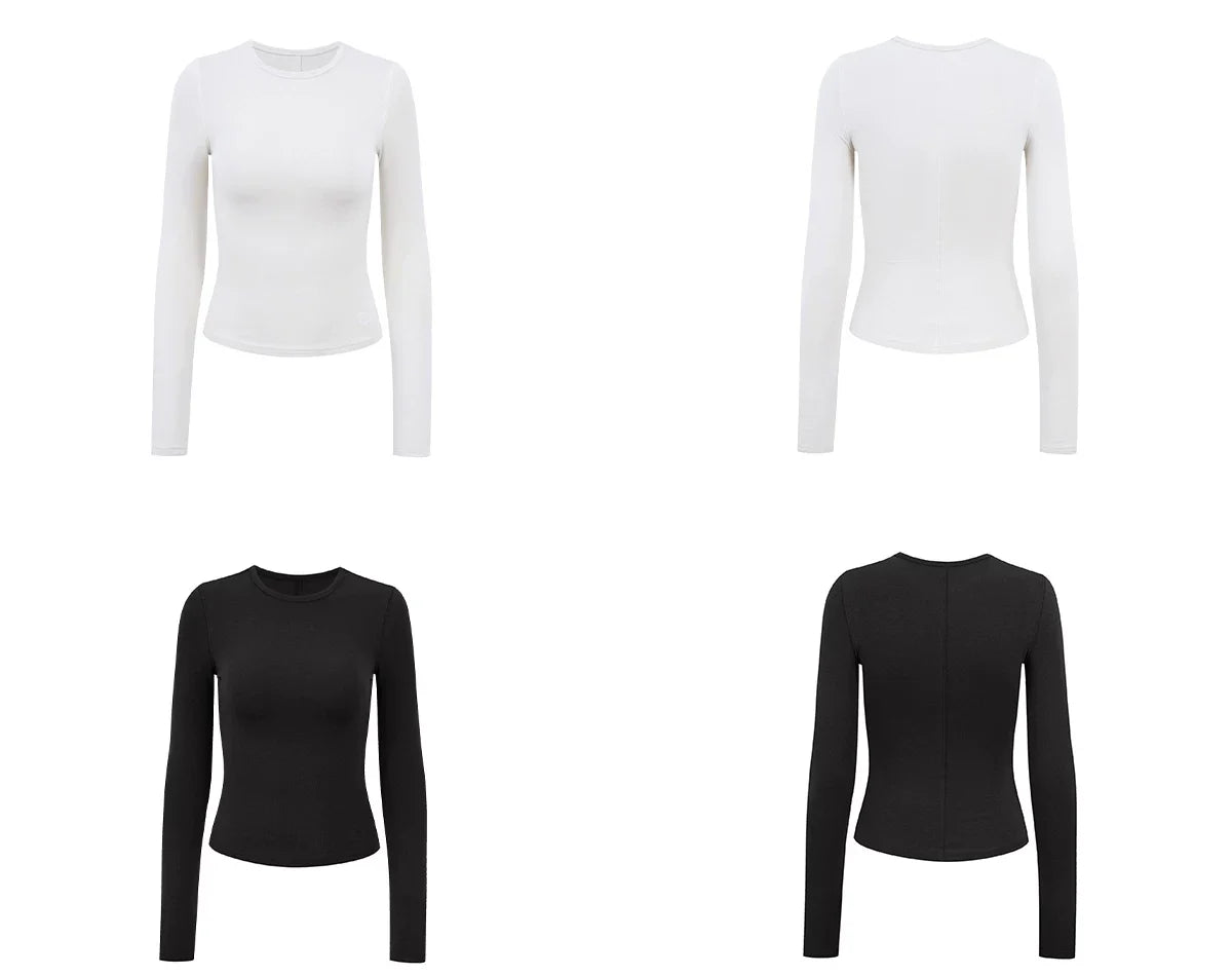 Sculpted Crew Neck Long Sleeve Top