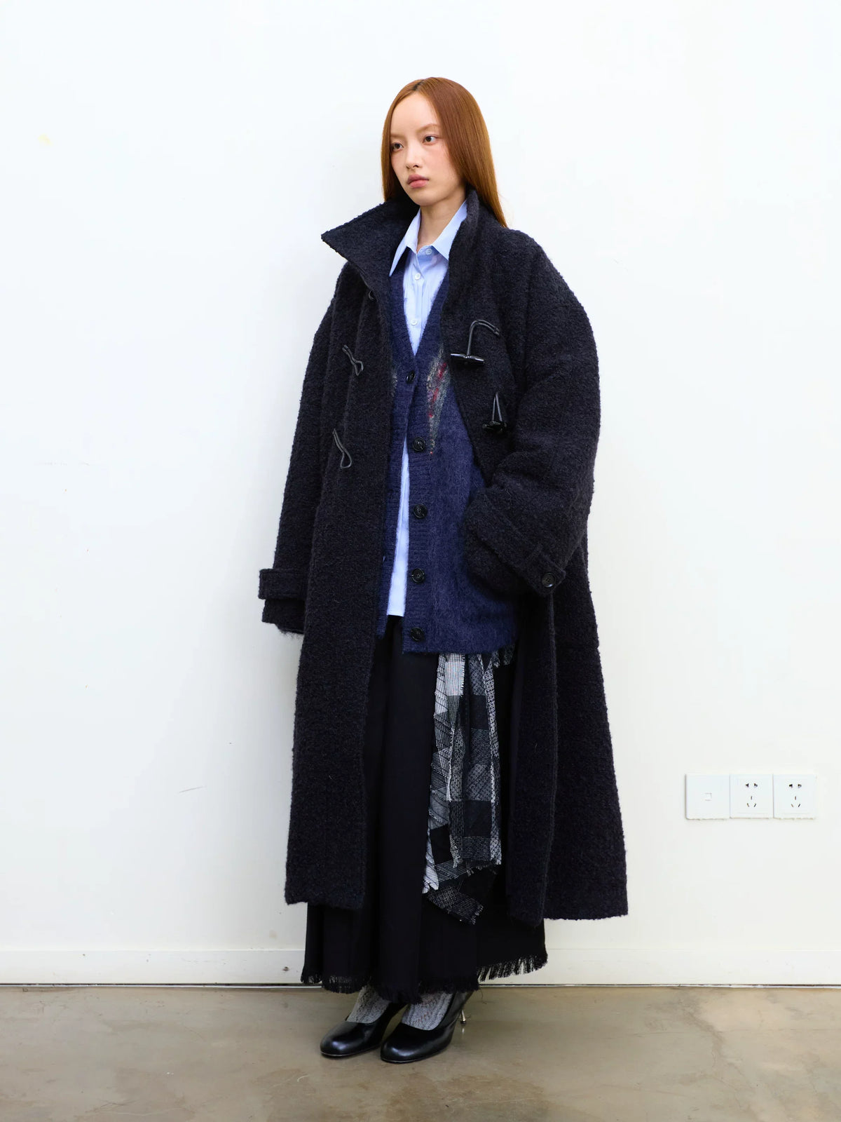 Plaid Tassel Long-line Skirt