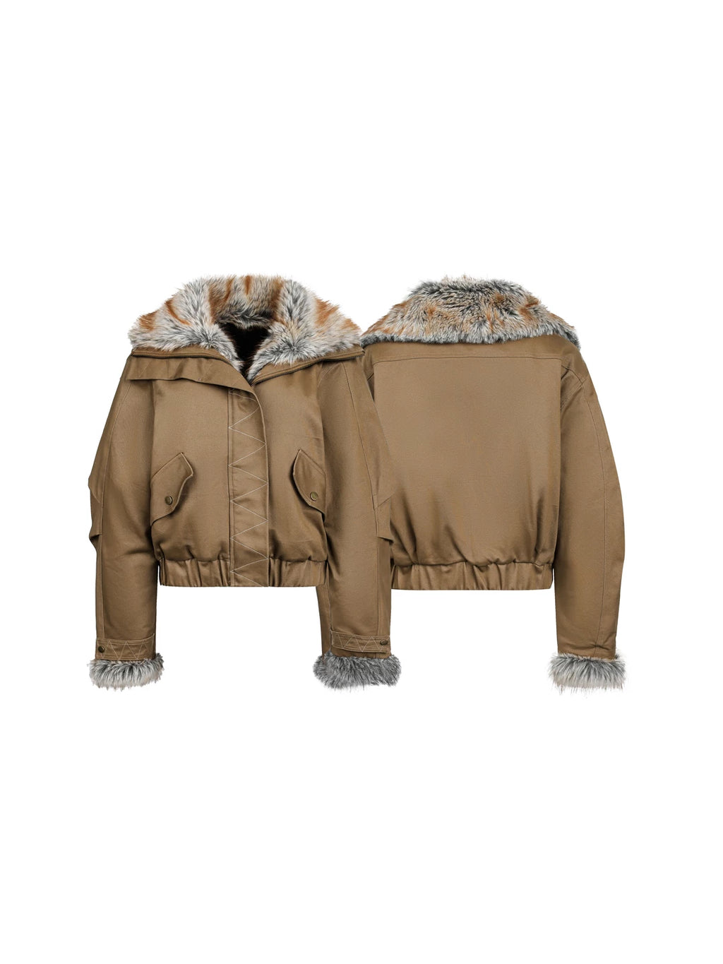 RETRO FUR COLLAR WORK JACKET