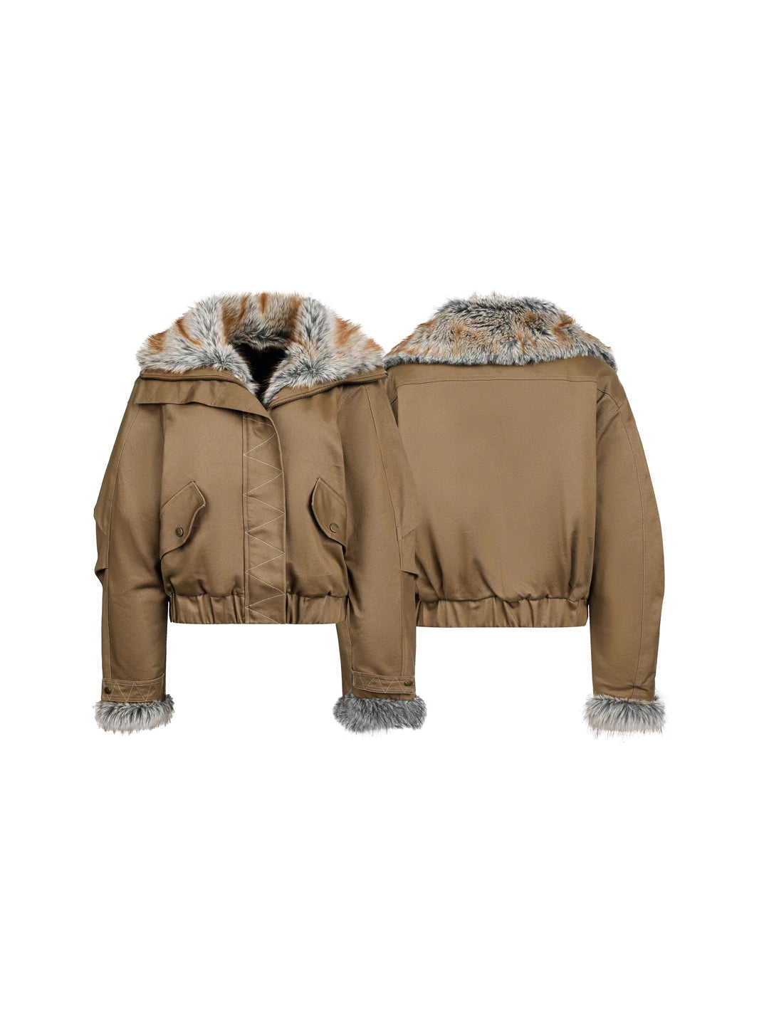 RETRO FUR COLLAR WORK JACKET