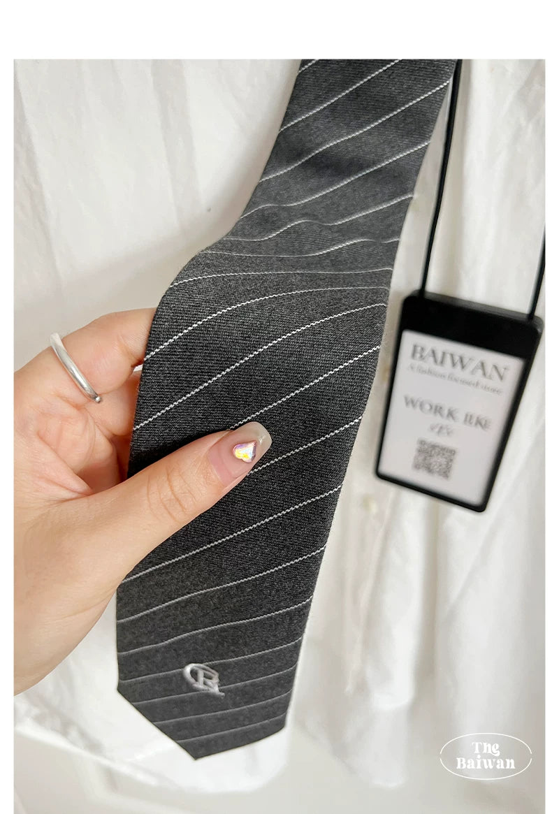 TRIA SELECT | KOREAN STYLE STRIPED TIE SHIRT【ID:TN00136】