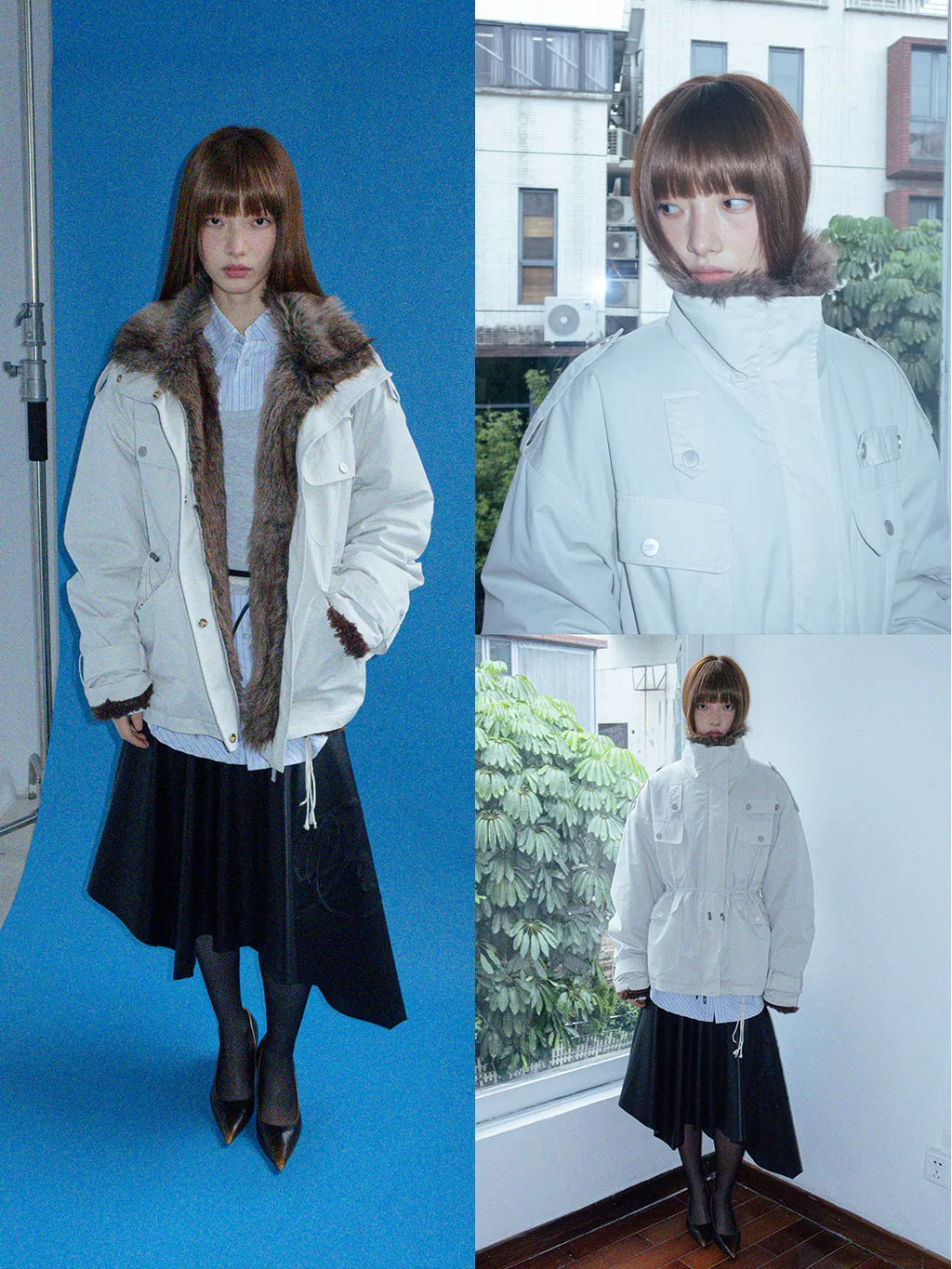FUNKYFUN | FUNKY FUR-LINED MID-LENGTH PARKA【ID:TN00198】