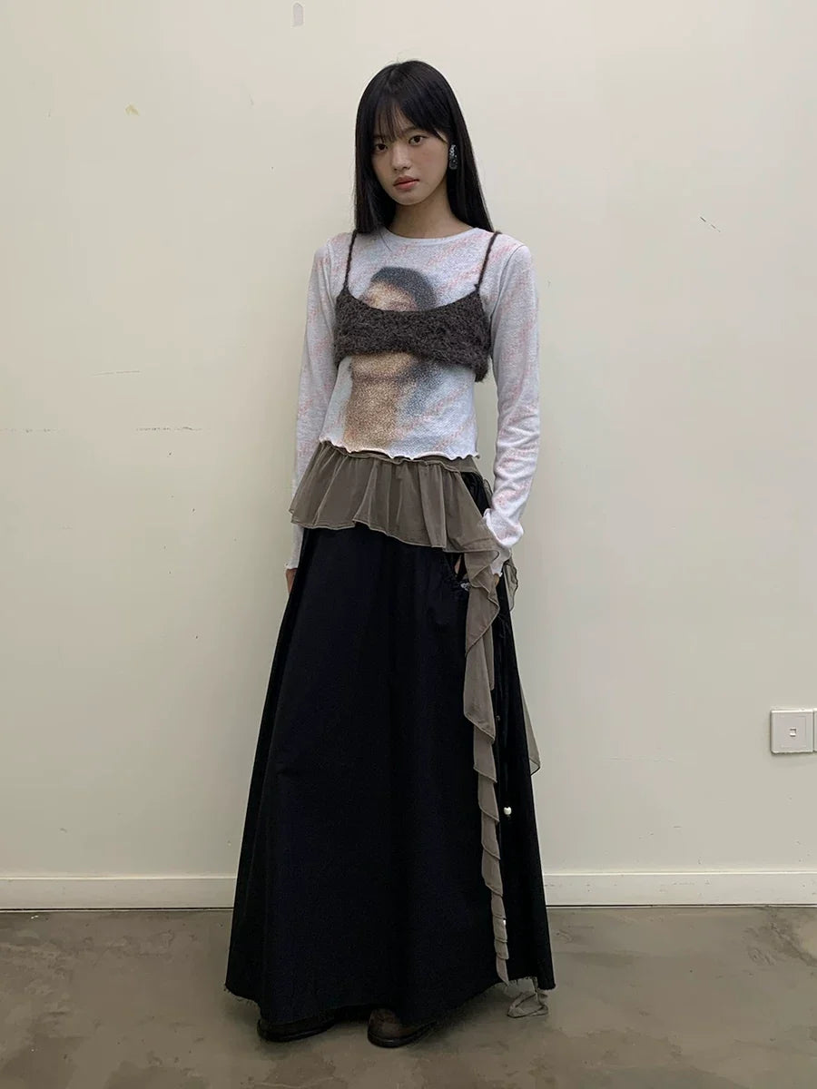 Veil Portrait Lettuce Hem Long-Sleeve