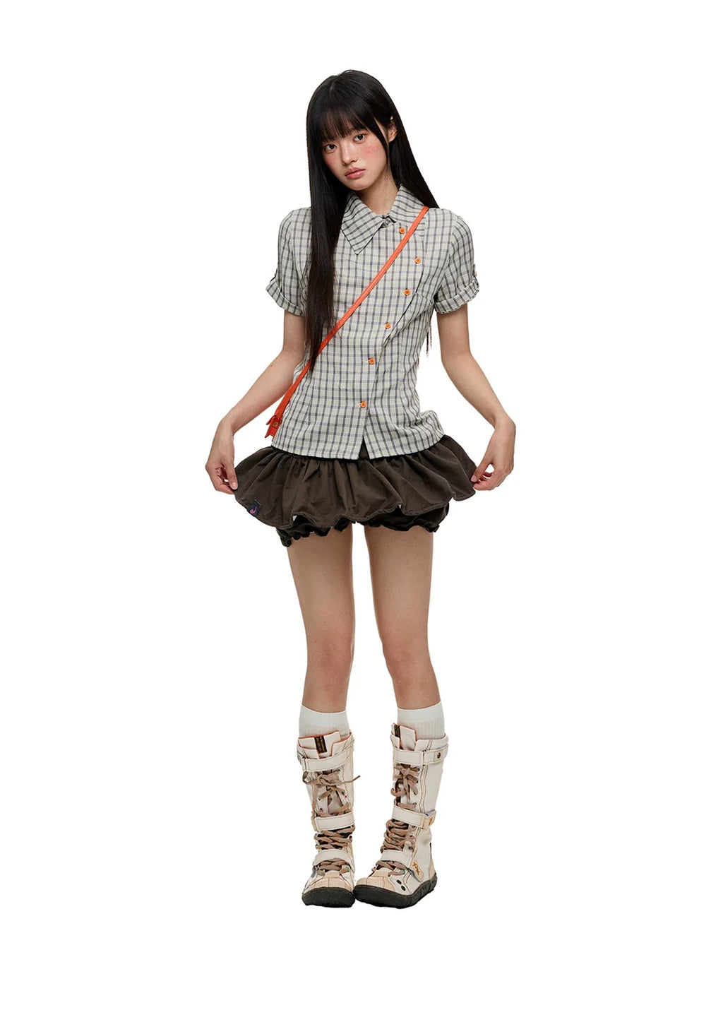 Asymmetric Check Tailored Shirt