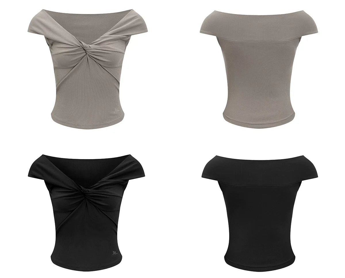Twist Front Off-Shoulder Fitted Top