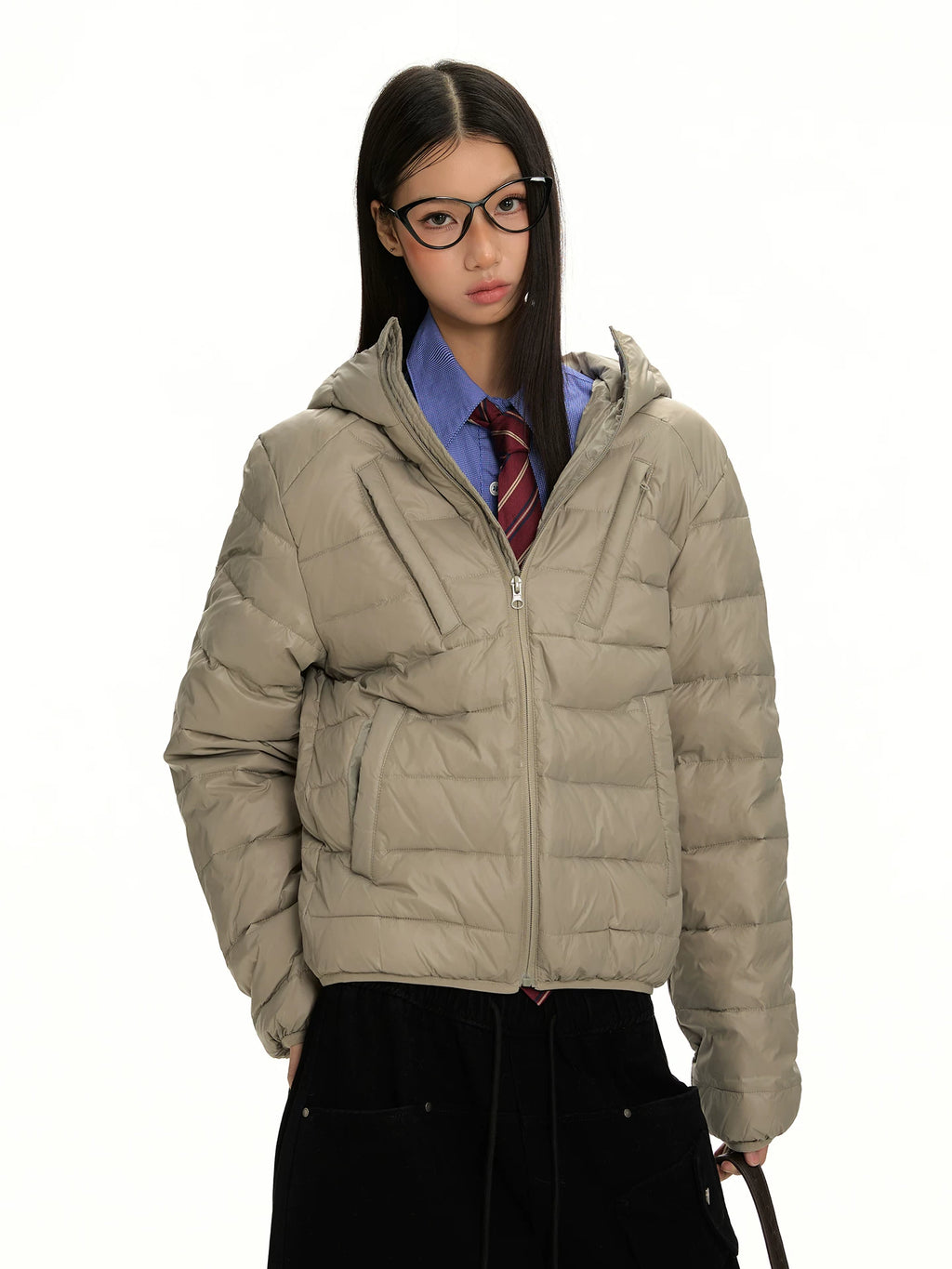 RETRO HOODED SHORT DOWN JACKET