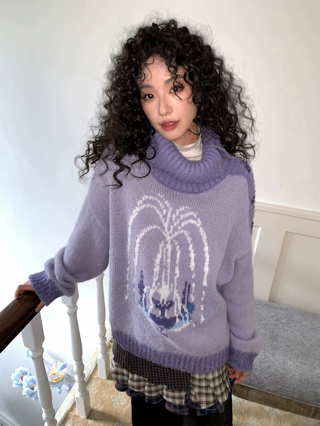 化学少女 | PURPLE KNIT PULLOVER SWEATER【ID:TN00153】