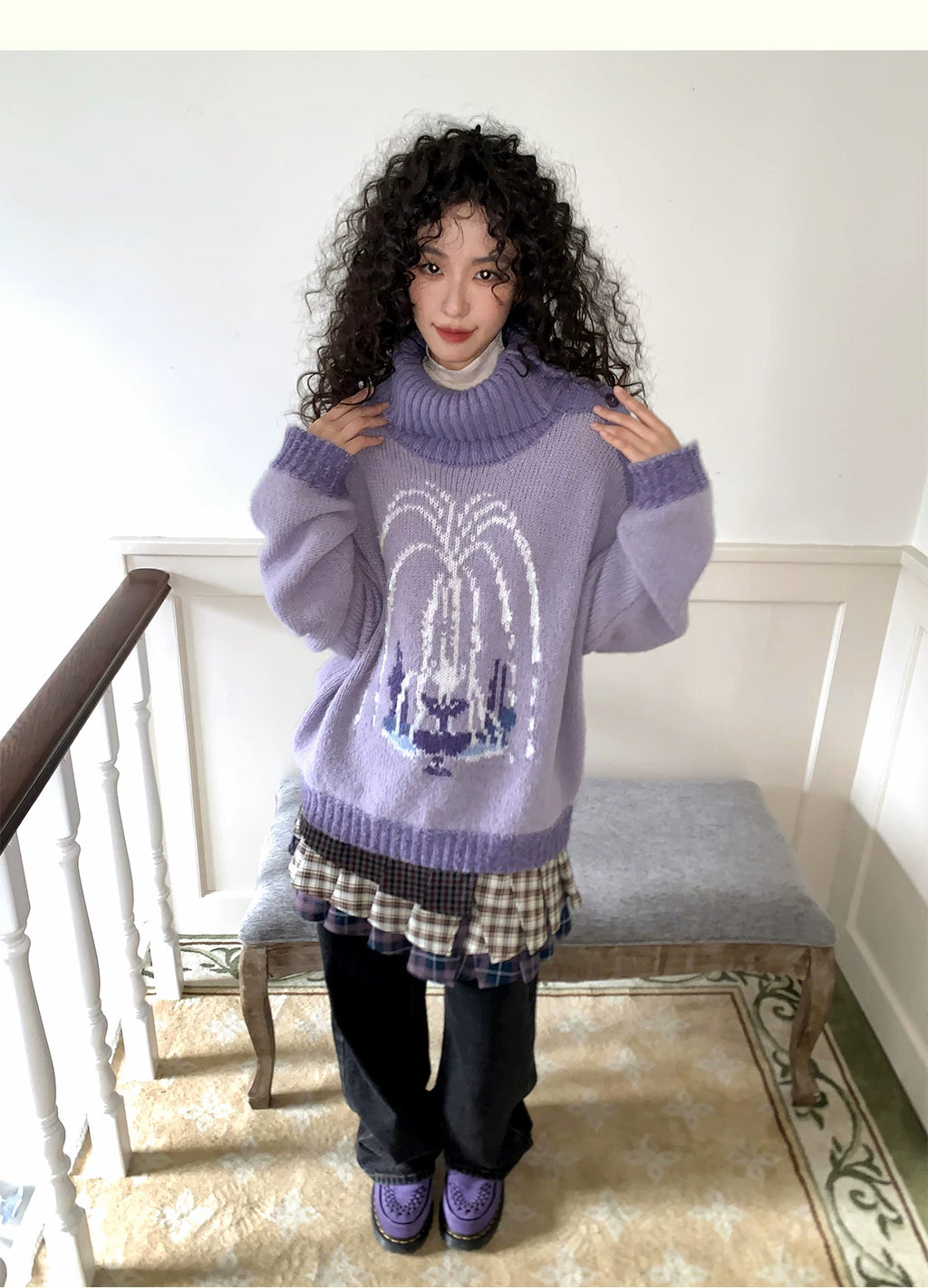 化学少女 | PURPLE KNIT PULLOVER SWEATER【ID:TN00153】