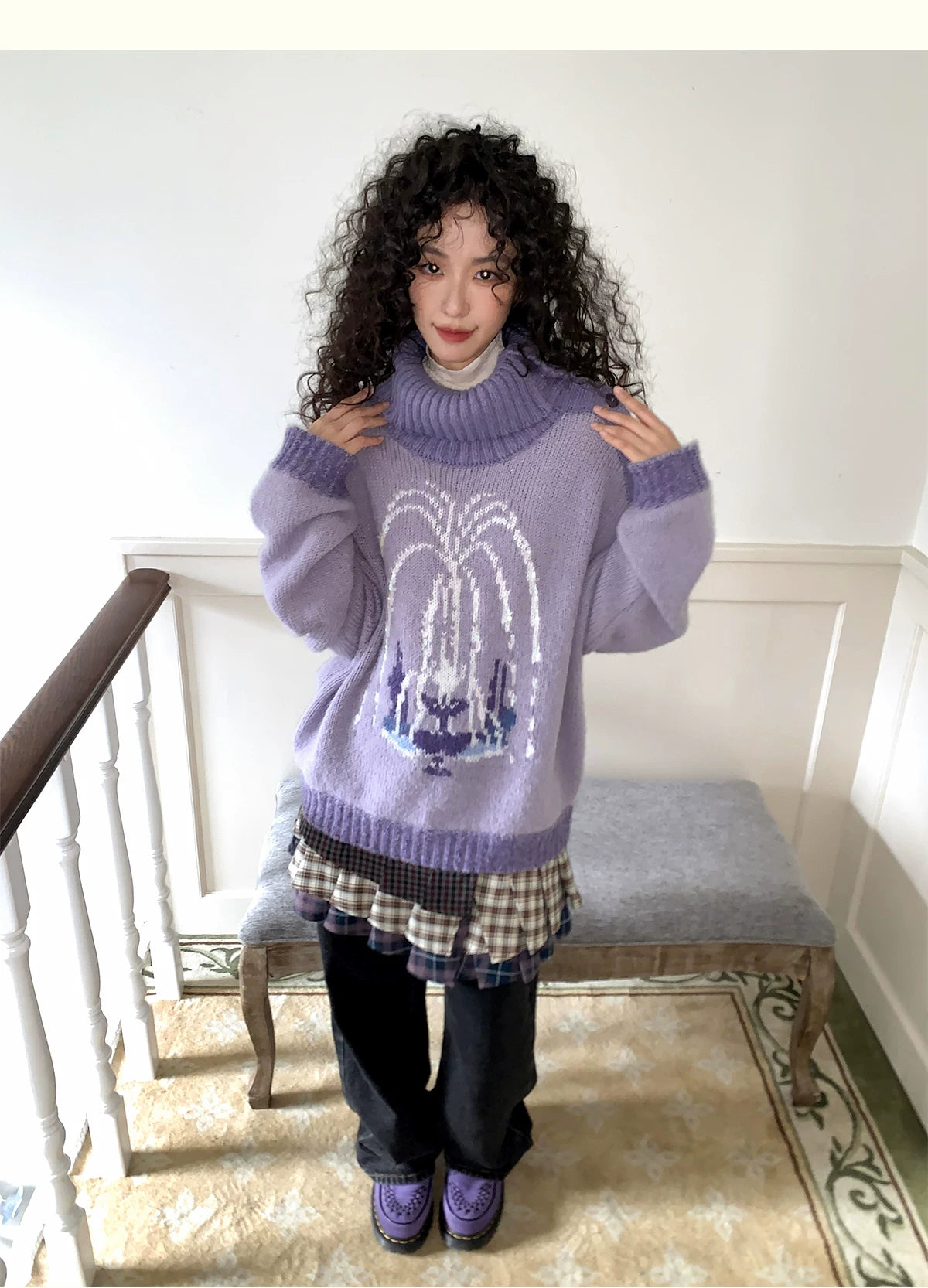 化学少女 | PURPLE KNIT PULLOVER SWEATER【ID:TN00153】
