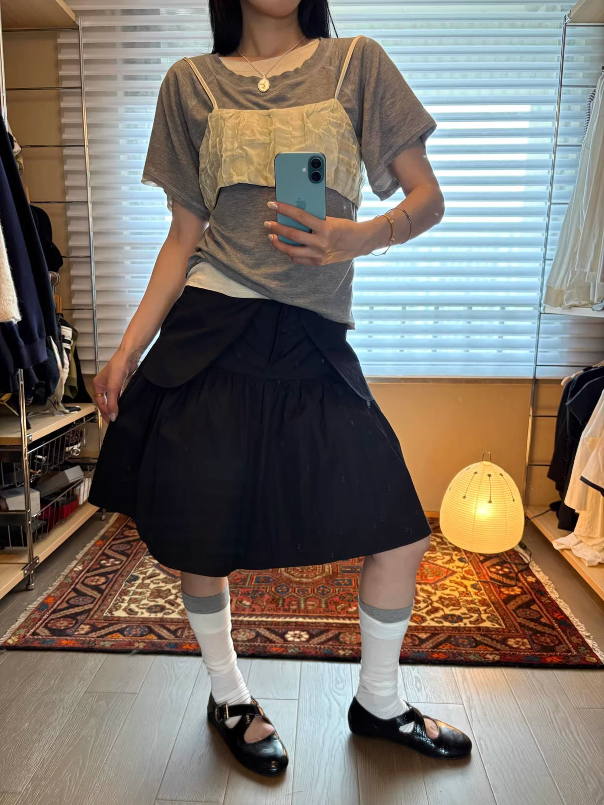 Antwerp Six Vector Foldline Skirt in Champagne Beige or Black Ink