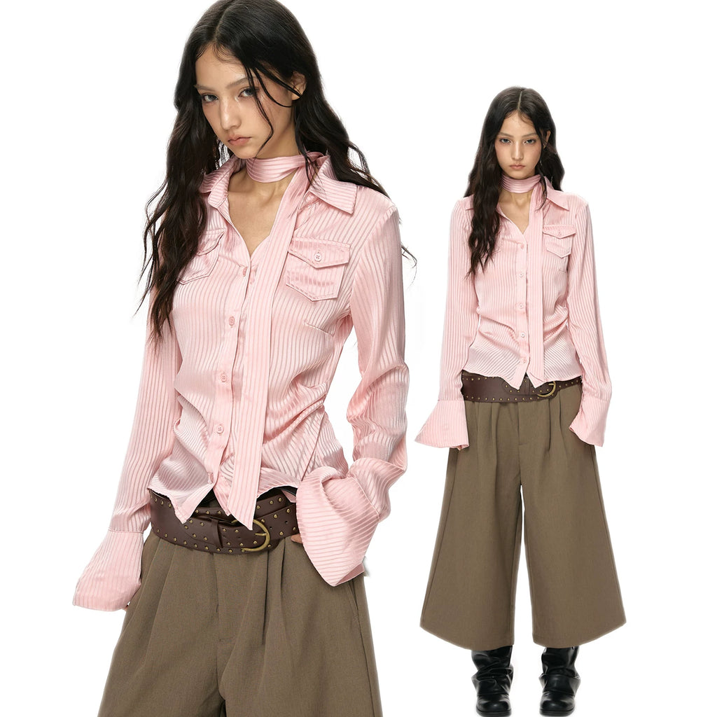 VINTAGE PINK SATIN BLOUSE