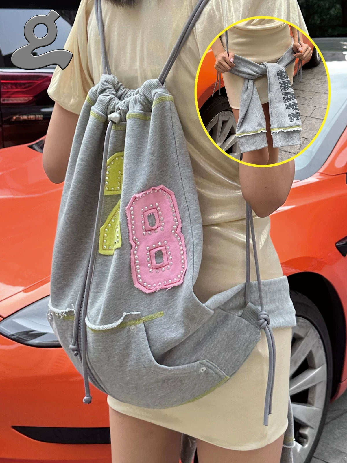 DIGITAL SWEATSHIRT WITH DRAWSTRING BAG