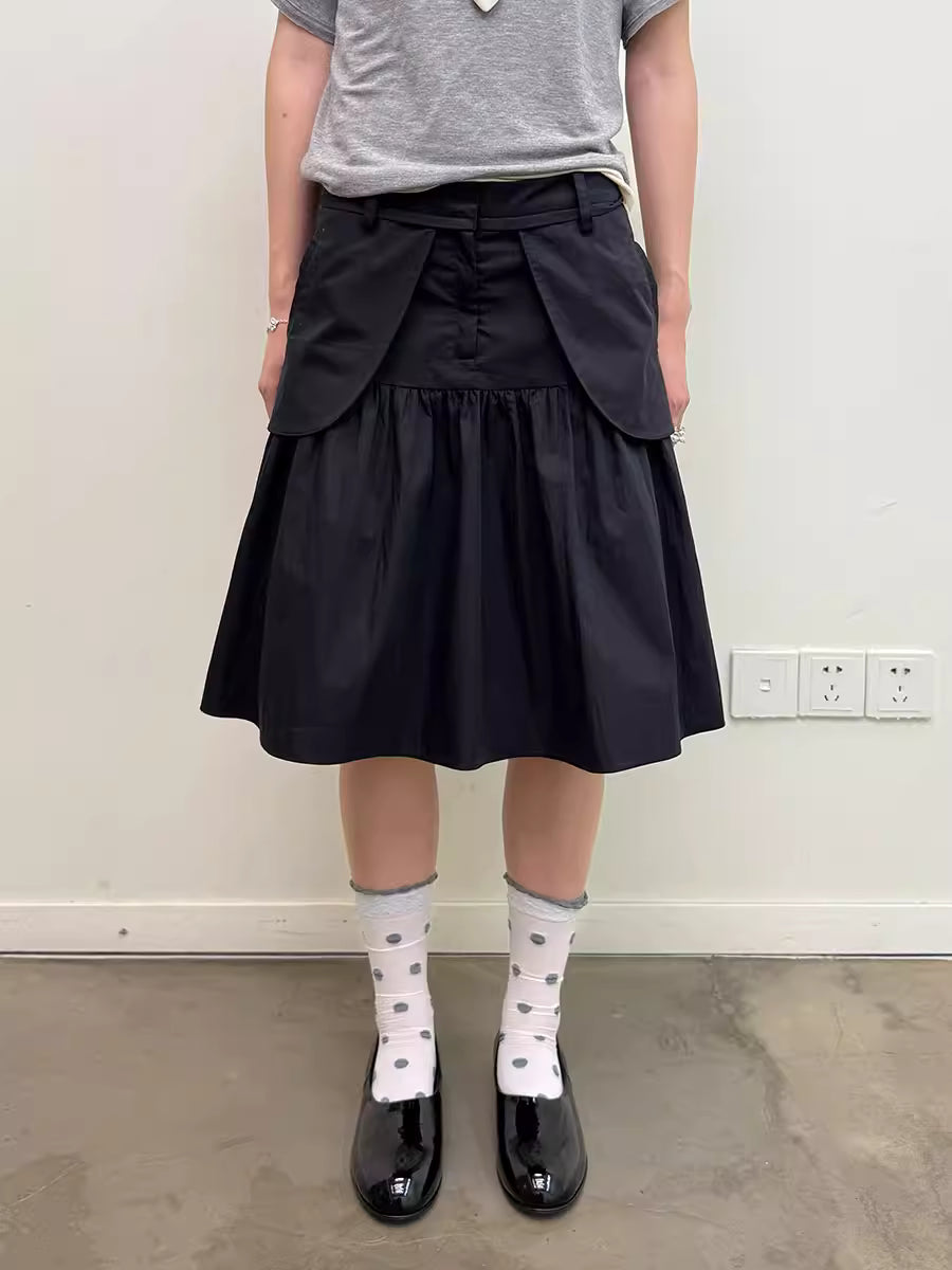 Antwerp Six Vector Foldline Skirt in Champagne Beige or Black Ink