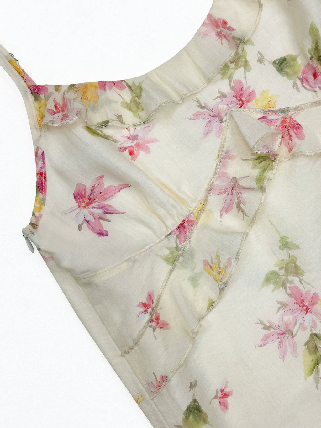 Watercolour Floral Ruffle Camisole In Baby Blue Or Ivory