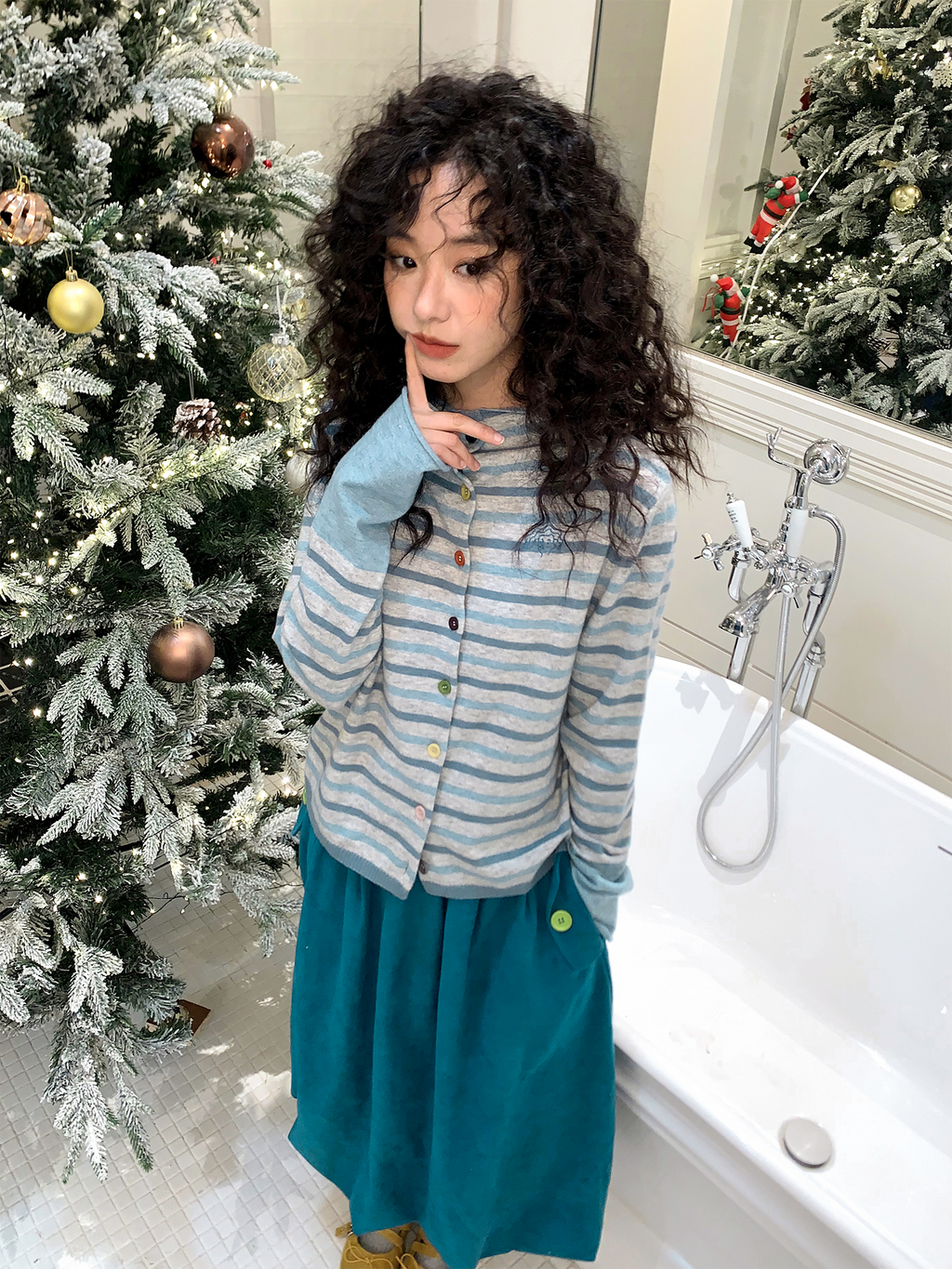 化学少女 | STRIPED CARDIGAN WITH SWEATER【ID:TN00154】