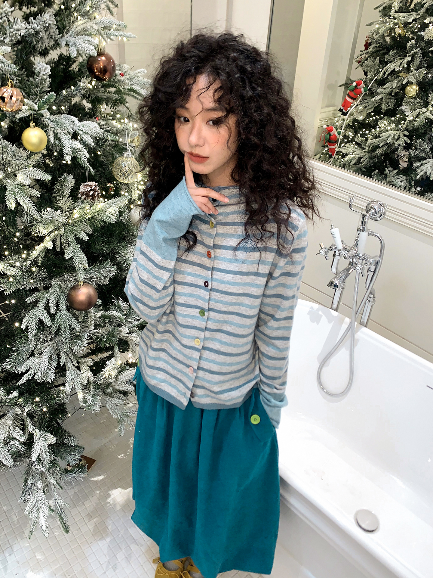 化学少女 | STRIPED CARDIGAN WITH SWEATER【ID:TN00154】