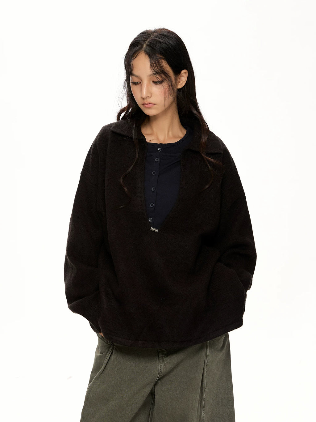 VINTAGE BROWN WOOL BLEND SWEATER
