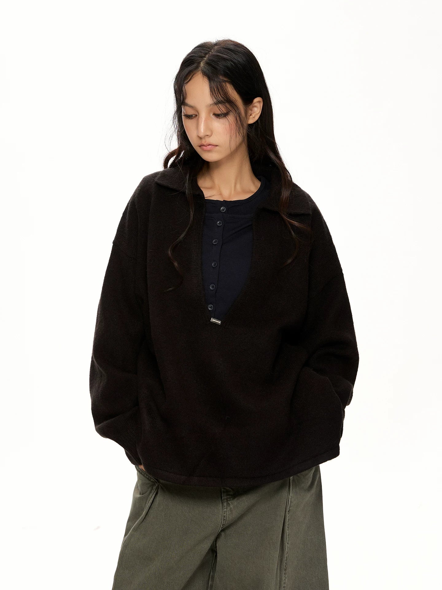 VINTAGE BROWN WOOL BLEND SWEATER