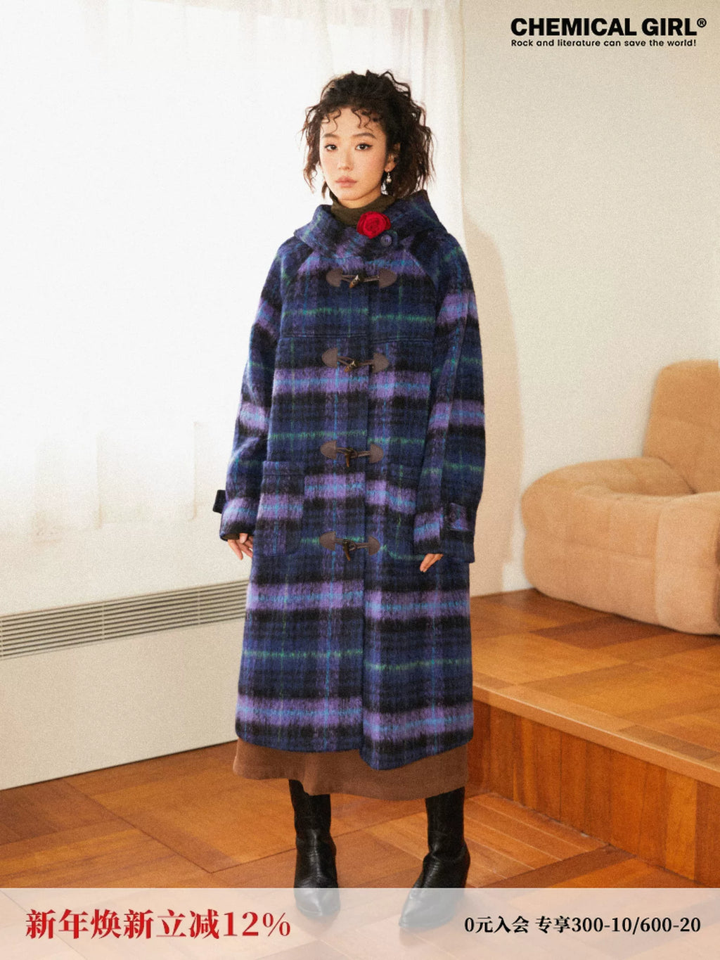 化学少女 | PLAID WOOL COAT JACKET【ID:TN00166】