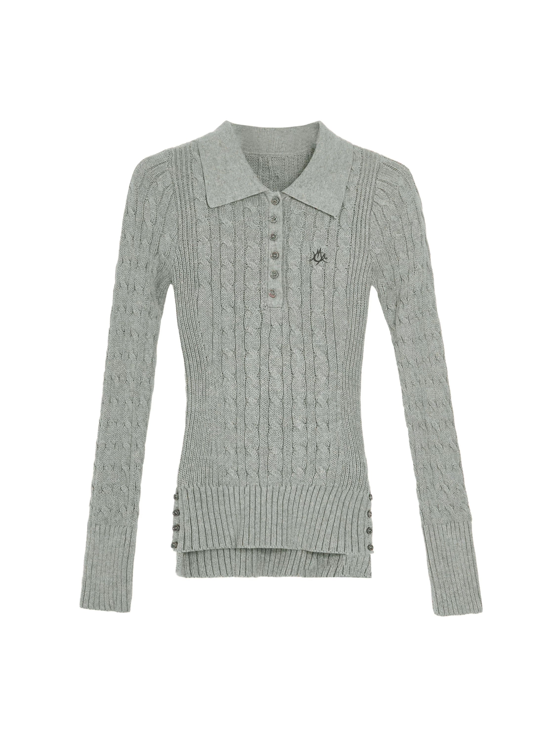 SLIM KNIT POLO SWEATER
